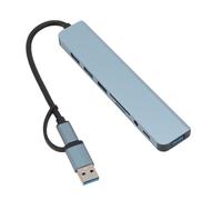 Bewinner Hub USB C 8 en 1, Adaptador Multipuerto Ultradelgado con 4 Puertos USB 3.0, Puerto C, Audio de 3,5 Mm, Lector de Tarjetas SD/TF para Computadora Portátil, Computadora de Escritorio, Tableta
