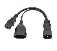 Bewinner IEC320 C14 a IEC320 C13 Cable de Alimentación Y Divisor, C14 Macho a C13 Y EU4.0 Hembra Y Cable de Alimentación, 32cm/12,6 Pulgadas 10a 250V