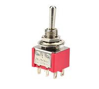 Bewinner Interruptor de Palanca Momentáneo ON OFF ON DPDT 6 Pines 3 Posiciones 2A 250VAC 5A 125VAC 0.236 in Cabeza de Botón para Control Industrial de Electrodomésticos Automotrices, Paquete de 10