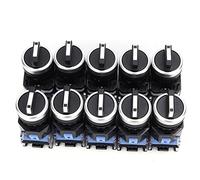 Bewinner Interruptor Selector Giratorio Mantenido de 22 Mm, 3 Posiciones, Autobloqueo, 10 A, 10 Piezas, Contacto de Aleación de Plata, Interruptor Giratorio de Plástico Ignífugo para Control