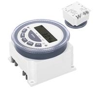 Bewinner Interruptor Temporizador Digital LCD TM619H-2 DC12VAC Interruptor Electrónico de Control de Tiempo con 30A 50/60Hz, Temporizador Programable 24H/12H Fuente de Alimentación Dual para Montaje