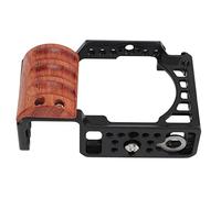 Bewinner Jaula para Cámara de Aleación de Aluminio con de Madera, Marco Protector para A6400 A6300 A6100 A6000 con Interfaz de Zapata Fría, Fondo Antideslizante, Orificios para Tornillos de 1/4 y 3/8,