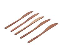 Bewinner Juego de 5 Cortadores de Cena de Madera, Cortador de Pasteles Reutilizable con Borde Dentado, Utensilio Multifunción para el Hogar, Cocina, Picnic, Restaurante, Hotel, Regalo de Cuchillo de