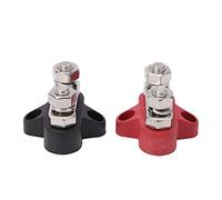 Bewinner Juego de Conectores de Poste Positivo y Negativo para Bloque de Terminales de Batería M8, 12 V, 24 V, para Coche, Camión Solar, RV, Conector de Terminal Doble Resistente con Perno de 5/16