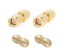 Bewinner Juego de Conectores SMA de Doble Paso, 2 Adaptadores Macho a Macho + 2 Adaptadores Hembra a Hembra, Conector Coaxial RF Chapado en Oro para Convertidor Divisor de Antena
