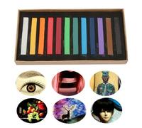 Bewinner Juego de Crayones Pastel Fluorescentes, Tiza Suave de 12 Colores para Pintura en Colores Pastel, Graffiti, Bocetos y Teñido del Cabello, Herramientas de Dibujo de Artista de 5,8 Cm con Alta