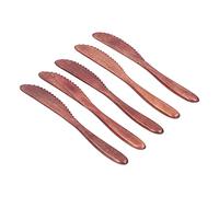 Bewinner Juego de Cuchillos de Madera para Cena, 5 Cuchillos Dentados Reutilizables Ecológicos, Cuchillo para Pastel Pulido, Cuchillo para Mantequilla de Madera Natural Hecho a Mano, Utensilios de