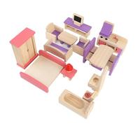 Bewinner Juego de Muebles de Juguete de Madera para Niños, Casa de Juegos de Madera Maciza con Diseño de Estilo Danés, Piezas de Juego Coloridas e Imaginativas