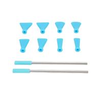 Bewinner Juego de Pajitas y Boquillas de Soplado de Acero Inoxidable, 2 Pajitas con Puntas de Silicona y 8 Boquillas en 4 Tamaños para Verter Acrílico Técnicas de Arte Fluido (BLUE)