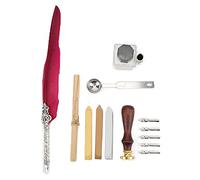 Bewinner Juego de Pluma de Inmersión de Vidrio para Caligrafía con 5 Puntas, Estuche de Regalo, 3 Botellas de Cera y Tinta de Laca de Fuego para Firma de Boda, Dibujo y Práctica Gótica (SFDPS038006