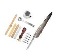 Bewinner Juego de Pluma de Inmersión de Vidrio para Caligrafía con 5 Puntas, Estuche de Regalo, 3 Botellas de Cera y Tinta de Laca de Fuego para Firma de Boda, Dibujo y Práctica Gótica (SFDPS038031