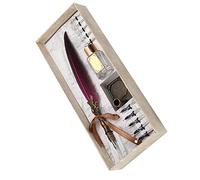 Bewinner Juego de Pluma Vintage para Escritura de Caligrafía, Regalo para Amante, Profesor, Compañero de Clase con Puntas, Botella de Tinta Vacía y Soporte de Metal (PURPLE)