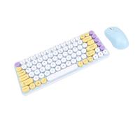 Bewinner Juego de Ratón con Teclado Inalámbrico, Teclado Inalámbrico Retro Bluetooth 2,4G de 85 Teclas con Teclas Redondas Desmontables, para Ordenador PC con OS X