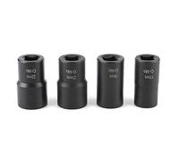 Bewinner Juego de Removedor de Bloqueo de Tuercas Dañadas, 5 Piezas de Dados Giratorios con Accionamiento de 1/2" y Kit de Barra Recta para Quitar Tuercas Peladas, Oxidadas y Atascadas con Caja de