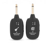 Bewinner Juego de transmisión de audio inalámbrico con transmisor receptor para guitarra eléctrica, bajo, violín, 4 canales, transmisor y receptor de guitarra eléctrica inalámbrico recargable