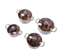 Bewinner Juego de Utensilios de Cocina de Acero Inoxidable, Olla Antiadherente con Tapa, Asas Dobles, Juego de Ollas para Sopa Multiusos, Apto para Lavavajillas, 4 Ollas para un Calentamiento Uniforme