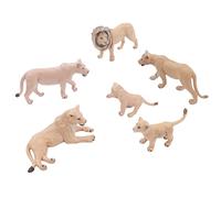 Bewinner Juego Realista de Familia de Leones de 6 Piezas, Minifiguras Realistas de Animales Salvajes, Modelo de León de Vinilo No Tóxico para Proyectos Escolares, Decoración de Pasteles y Juegos
