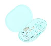 Bewinner Kit de Adaptador de Carga Multi USB para Viajes, Cable de Carga Rápida de 60 W Tipo C y Transferencia de Datos con 2 Adaptadores USB, Estuche de Almacenamiento, Pin de Tarjeta (Cian)