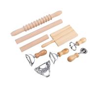 Bewinner Kit de Herramientas para Hacer Pasta de ñoquis, Juego de Rodillos de Pasta de Acero Inoxidable de Haya con Cortador de Sellos de Raviolis, Tabla de ñoquis para Albóndigas de Italiana Casera