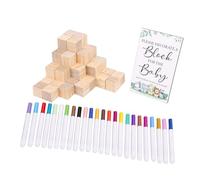 Bewinner Kit de Letreros para Juegos de Baby Shower de 75 Piezas, Incluye 50 Bloques de Madera y 24 Marcadores de Pintura Acrílica para Revelación de Género y Decoraciones de Baby Shower (Kit de