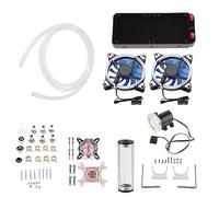 Bewinner Kit de Refrigeración Líquida DIY de 240 Mm, Depósito de Bomba de Bloque de Agua para CPU/GPU con Disipador de Calor de Ventilador LED, Kit de Conectores de Refrigeración por Agua para