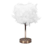 Bewinner Lámpara de Mesa con Control Táctil Recargable por USB, Lámpara de Mesita de Noche con Pantalla de Plumas Modernas con 3 Colores, Luz Nocturna Junto a la Cama para Dormitorio, Hotel - Blanco
