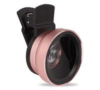 Bewinner Lente de Teléfono, 2 en 1 Lente Universal para Teléfono Móvil HD Clip Universal Profesional 0.45X Gran Angular 12.5X Lente Macro para 13, 12, 11, XS, XR, 8 7 6s Plus(Oro Rosa)