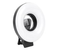 Bewinner Lente Macro 15x con Mini Luz de Anillo de Clip, Luz de Anillo LED, 30 Minutos con un Brillo Máximo, 3000k-6500k Relleno para Fotografía de Teléfonos Inteligentes Vlog Fotos de