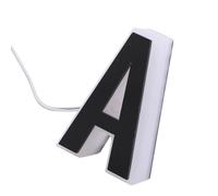 Bewinner Luz LED para Número de Casa, Señal de Dirección Exterior Impermeable con Brillo Cálido, Tipo Enchufable para el Hogar y la Tienda, Letra Acrílica Negra Moderna A