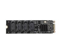 Bewinner M.2 a la Tarjeta Adaptadora ATA3.0 en Serie, ASM1166 M.2 a la Tarjeta Adaptadora SATA, 4 Puertos PCIe 3.0 Expansión, 6 Gbps por Puerto, Disipador Térmico Avanzado