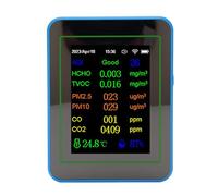 Bewinner Medidor de Calidad del Aire 12 en 1 con WiFi, CO2 TVOC HCHO PM2.5 PM10 Detección de Temperatura y Humedad, Sensor Inteligente Interior con Visualización de la Hora, Funciona con Pilas