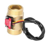 Bewinner Medidor de Sensor de Flujo de Agua, Medidor de Flujo de Tubería de Piscina de Rosca Macho de Latón de 1,3 Pulgadas con Sensor Hall, Señal de Pulso NPN YF-B10 24 V CC, Contador de de Agua de