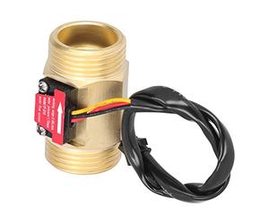 Bewinner Medidor de Sensor de Flujo de Agua, Medidor de Flujo de Tubería de Piscina de Rosca Macho de Latón de 1,3 Pulgadas con Sensor Hall, Señal de Pulso NPN YF-B10 24 V CC, Contador de de Agua de