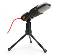 Bewinner Micrófono de Condensador DC5V con Trípode Plegable, Micrófono de Computadora con Cable de 3,5 Mm para Grabación, Clases en Línea, Video Chat y Reuniones (Black)