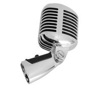 Bewinner Micrófono Vocal Dinámico Retro, Micrófono de Aleación de Zinc de Estilo Vintage con Estante Giratorio Autotensor, Patrón Cardioide para KTV, Escenario, Estudio de Grabación (Silver)