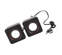 Bewinner Mini Cube Altavoz Estéreo USB para Computadora Portátil de Escritorio, de Sonido Portátil de Doble Canal con Cable Jack de 3,5 Mm, Juego de Altavoces Negros Compactos y Geniales (Binaural)