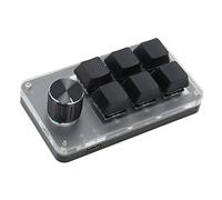 Bewinner Mini Teclado de 6 Teclas, Teclado Mecánico para Juegos con una Sola Mano, Teclado Macro Programable con Perilla, Plug and Play, Teclado con Cable RGB para Windows, para Android,