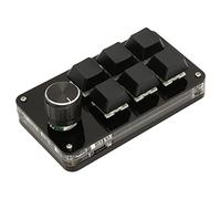 Bewinner Mini Teclado Macro de 6 Teclas con Perilla Teclado Mecánico Programable por USB para Juegos OSU, para Juegos con una Sola Mano para Diseño de Oficina y Edición de Video