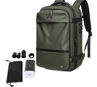 Bewinner Mochila de Viaje Ampliable 30L con Bomba de Vacío, Mochila Antirrobo Impermeable para Viajes de Negocios (Verde)