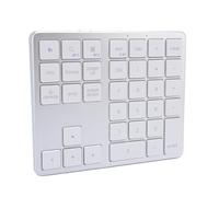 Bewinner Número Inalámbrico Pads, 2.4G BT Modo Dual, Teclado Numérico Externo 35 Teclas, Teclado de Contabilidad Financiera Portátil para Negocios de la Computadora Portátil (Blanc Plateado)