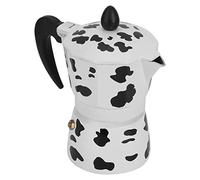 Bewinner Olla Moka de Aluminio, 3 Tazas, 150 Ml, para Estufa, Hervidor para Oficina en Casa, Ergonómico, Estufa de Gas, Compatible con Eléctrica, Diseño de Estampado de Vaca Fácil de Limpiar (3