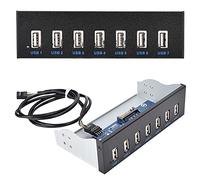 Bewinner Panel de Caja de Concentrador USB Panel de Unidad de Transmisión de Datos USB 2.0 de Alta Velocidad de 7 Puertos para Caja de Computadora de 5,25 Pulgadas, Transferencia de Datos sin
