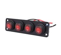 Bewinner Panel de Interruptor de Palanca Redondo de 4 Bandas, Panel de Interruptor Basculante LED Impermeable Rojo, 12 V 24 V Barco Marino UTV ATV Camión Remolque RV, Aleación de Aluminio 20 Amperios