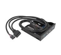 Bewinner Panel Frontal de Unidad de Disquete de Transferencia Rápida USB 3.0 para Carcasas de Computadora, Panel de Interfaz de Sonido HD Adaptador de 3,5 Pulgadas de 19 Pines a USB3.0 para (Black)