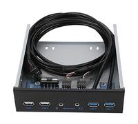 Bewinner Panel Frontal USB 3.0, 2 Extensiones de HD USB 2.0 de 19 Pines, Concentrador Interno de Bahía de Unidad de 5,25" con Puertos USB3.0 + USB2.0, Conector Mic y SPK, para Placa Base de Caja de