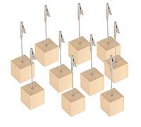 Bewinner Paquete de 10 Soportes para Fotos con Pinza de Cocodrilo con Base de Madera, Abrazadera de Acero para Notas para Tarjetas de Visita, Números de Mesa, Exhibición de Notas