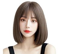 Bewinner Peluca Corta y Recta para Mujer, Elegante Peluca Bob Marrón Dulce para Niñas, Corte, Adecuada para Todas las Formas de Rostro, Seda de Alta Temperatura, 1 Pieza