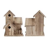 Bewinner Pequeña Pajarera de Madera para Exteriores - Caja Nido Hecha a Mano para Pájaros Silvestres, Golondrinas, Loros - Decoración de Jardín Segura, No Tóxica, Resistente y Duradera con Textura