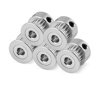 Bewinner Polea de sincronización de 5 Piezas, 20T 5mm / 8mm Polea de sincronización de Impresora 3D para Correa de distribución de 6 mm, Rueda síncrona de Engranaje de Aluminio, Plateado(5mm)