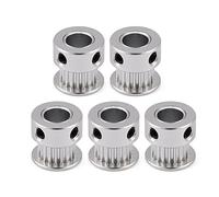 Bewinner Poleas de Sincronización para Impresora 3D: Kit 5 Piezas, 20 Dientes, Eje 5mm y 8mm, Compatible con Correa de Distribución 6mm, Rueda Síncrona de Aluminio Plateado (8mm)